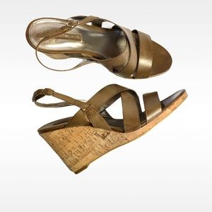Bandolino Cork Wedge Slingback Sandals  9M